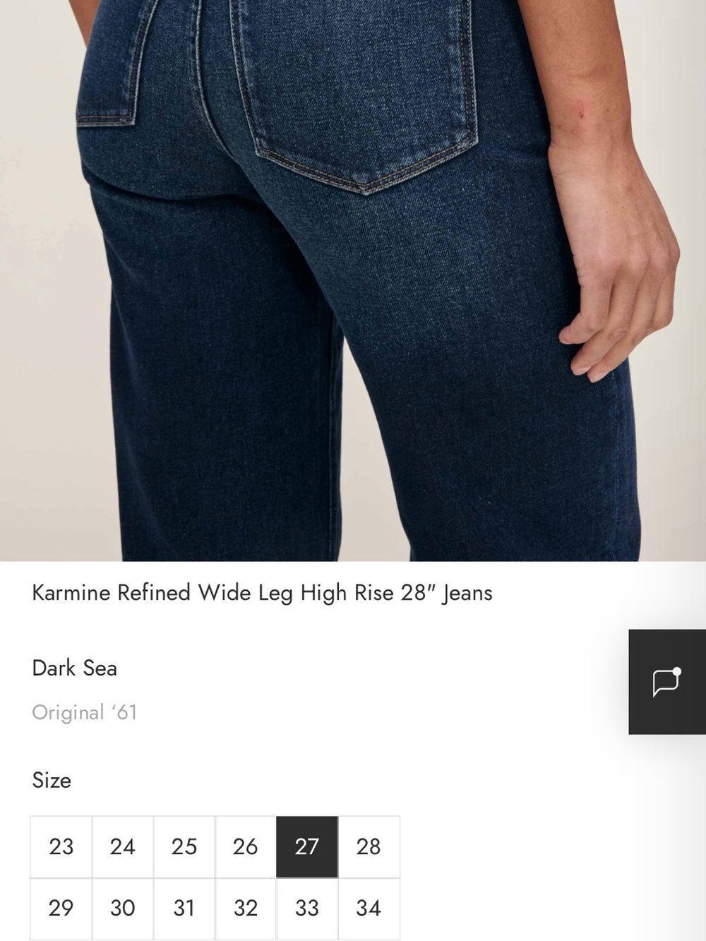 DL1961 Karmine Wide-Leg High-Rise Jeans in Dark Sea - size 27 - Picture 5 of 11